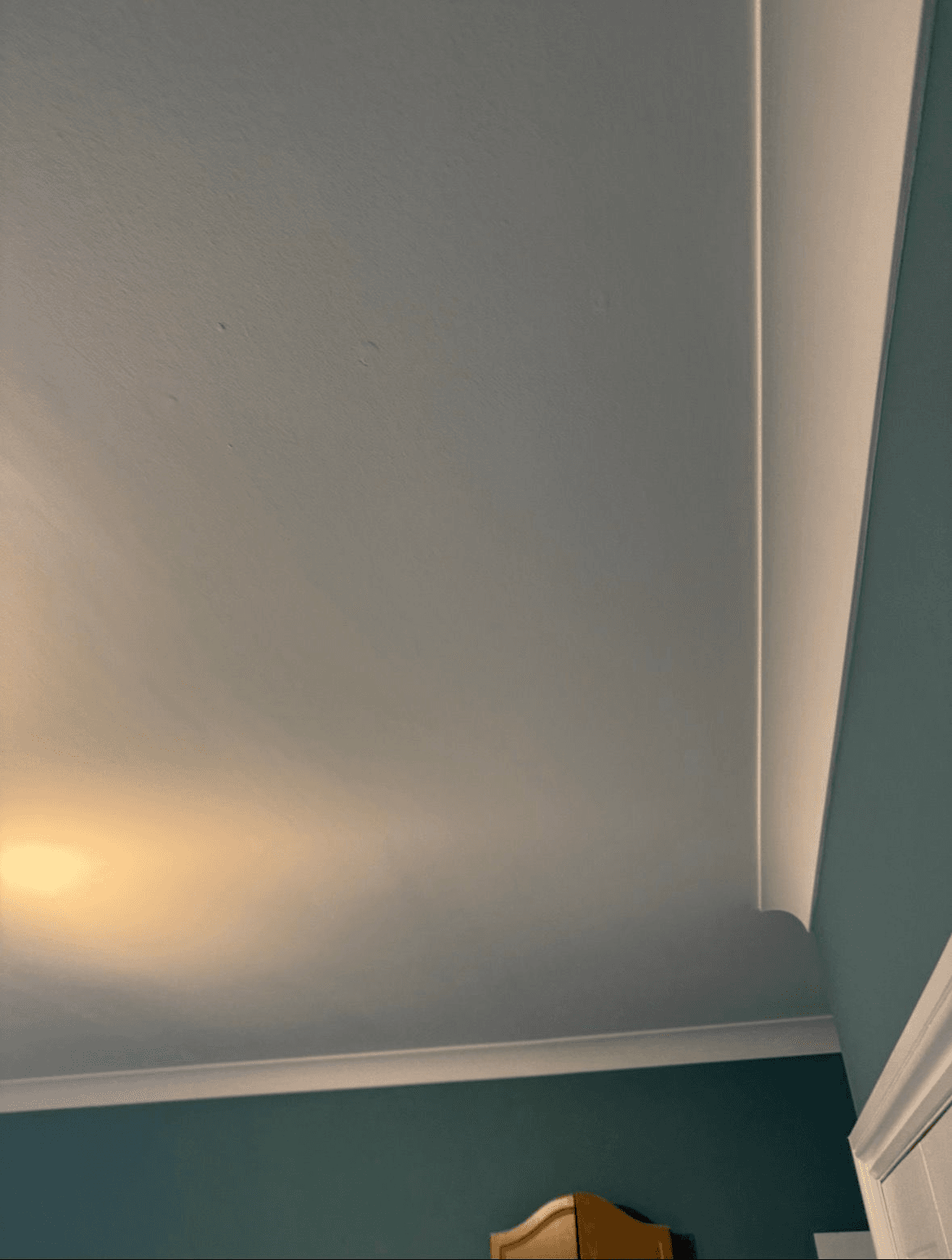 Freshly painted ceiling with coving detail