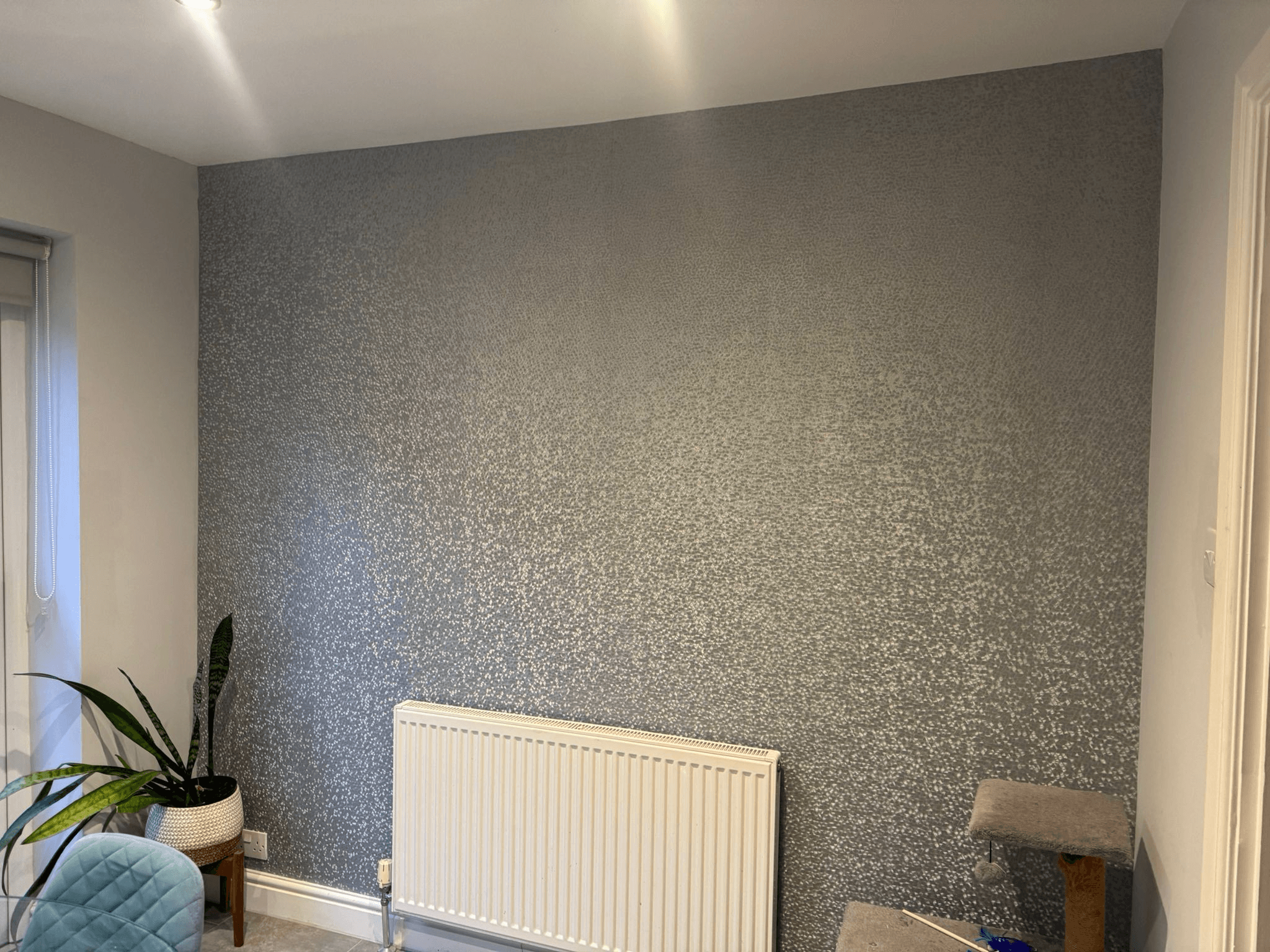 Silver sparkle textured feature wall